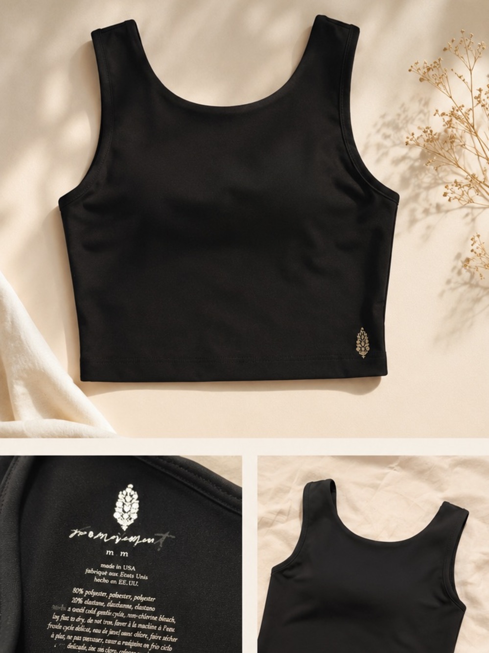 FP Movement by Free People Black Cropped Sports Bra Tank